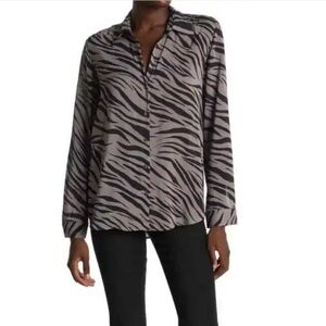 L’AGENCE Nina Zebra Print Blouse in Atticus Zebra Print